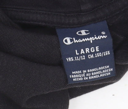 Champion Boys Black Pullover Hoodie 11-12 Years with Logo