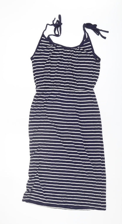 Warehouse Women’s Blue Striped Midi Slip Dress - Size 12