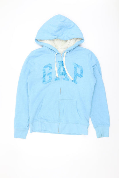 GAP Women's Blue Full Zip Hoodie S - Logo Design