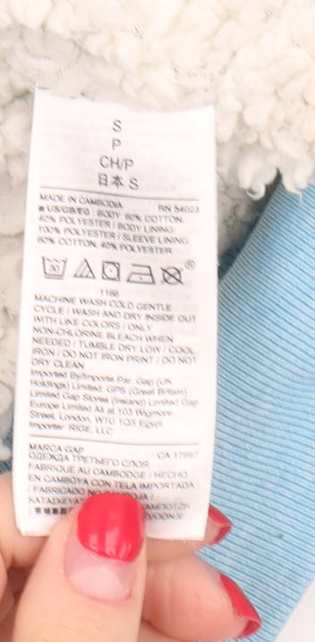 GAP Women's Blue Full Zip Hoodie S - Logo Design