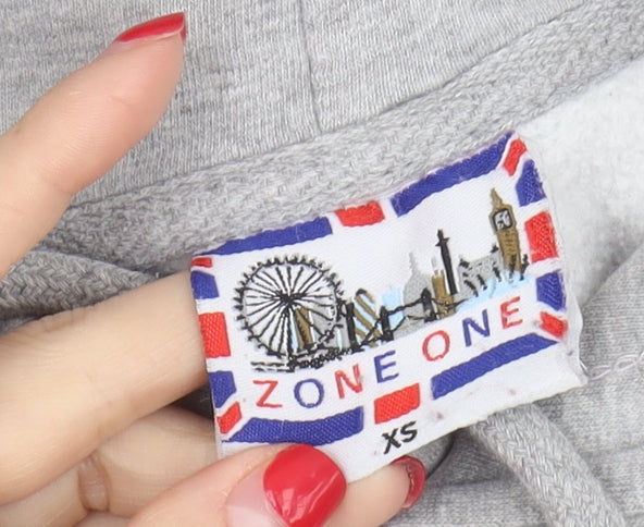 Zone One Grey Pullover Hoodie XS Unisex City Logo