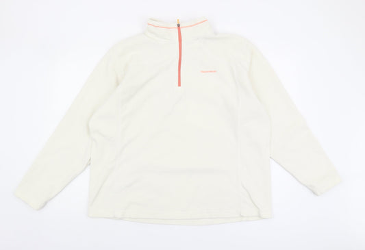 Additional front view of Craghoppers unisex white fleece 1/2 zip sweatshirt