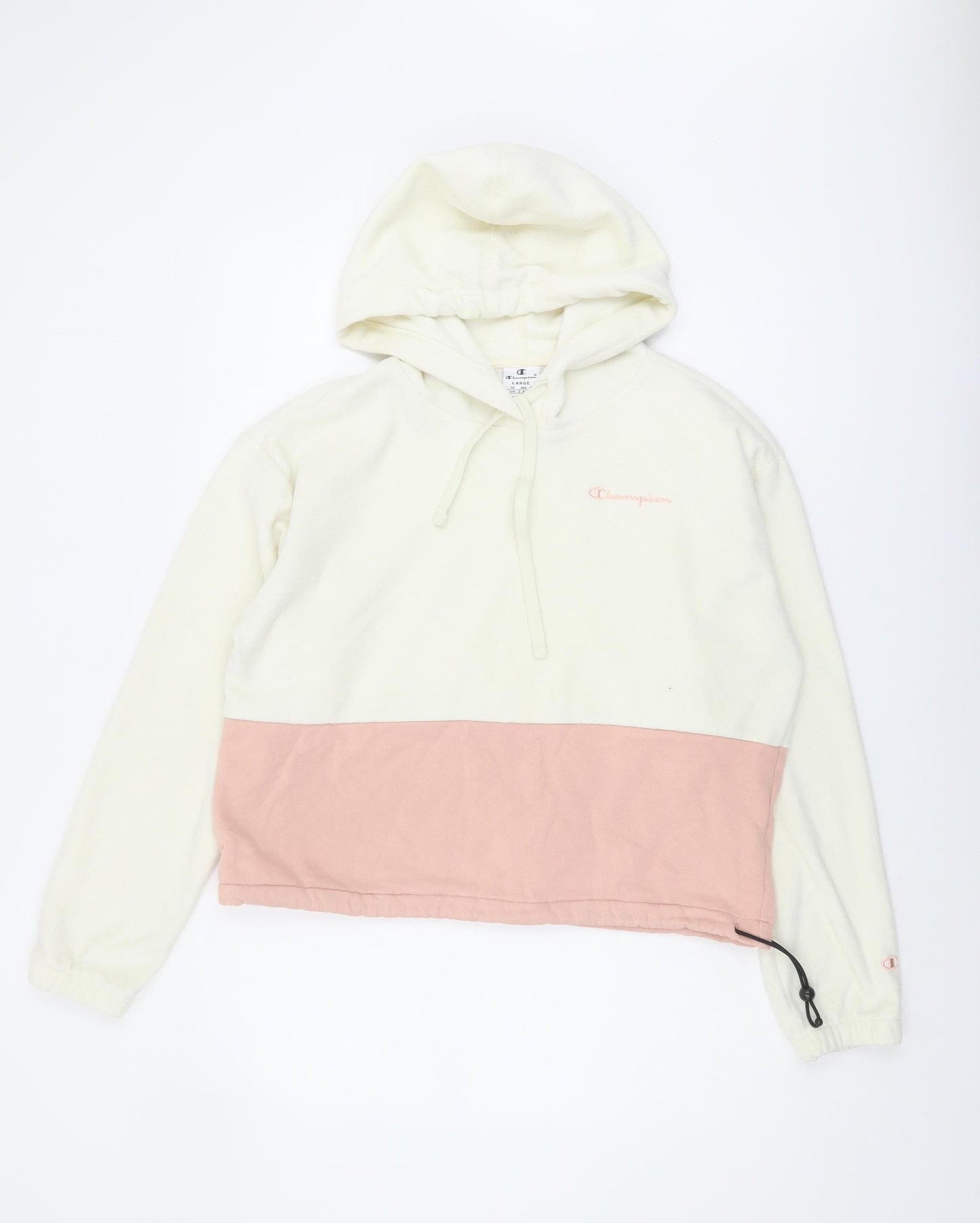 Champion Women's Large Beige Pink Colourblock Hoodie