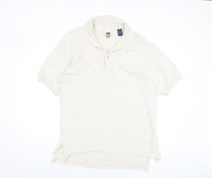 Gant Men's Beige Polo Shirt M, Short Sleeve, Cotton