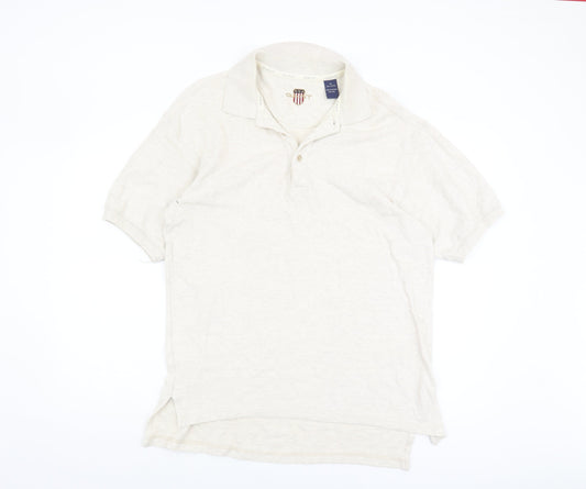 Gant Men's Beige Polo Shirt M, Short Sleeve, Cotton