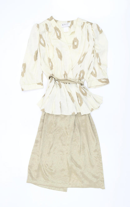 Berkertex Women's Beige V-Neck Wrap Dress Size 10