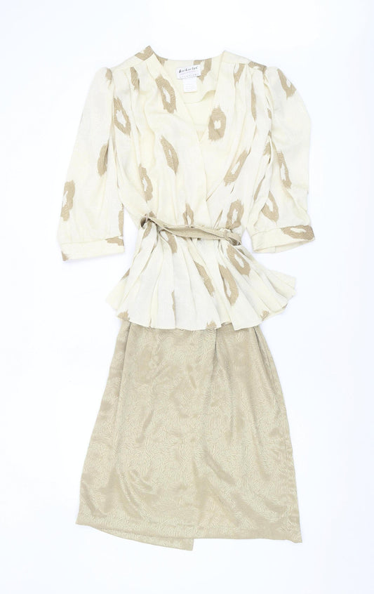 Berkertex Women's Beige V-Neck Wrap Dress Size 10