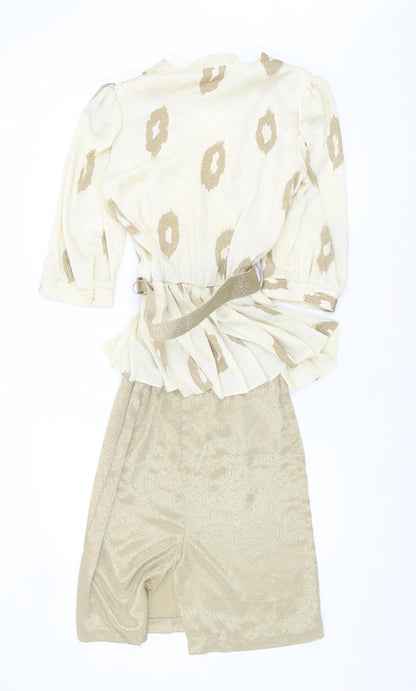 Berkertex Women's Beige V-Neck Wrap Dress Size 10