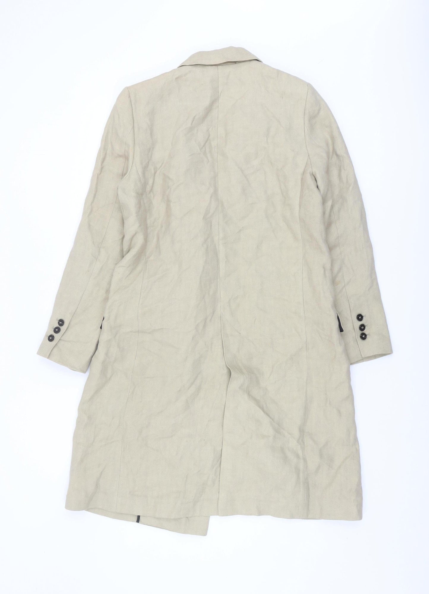 Zara Women's Beige Linen Long Coat Size S