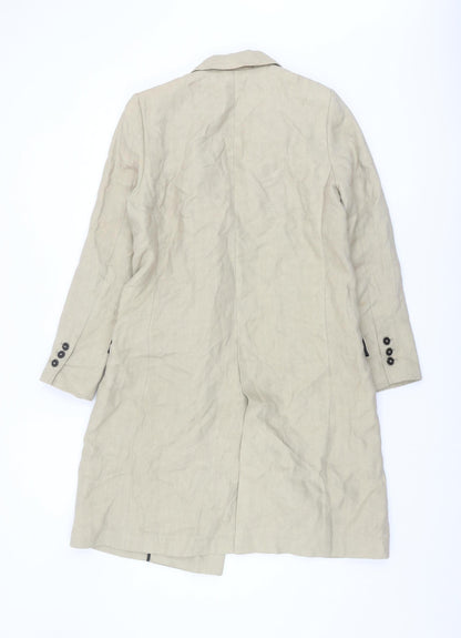 Zara Women's Beige Linen Long Coat Size S