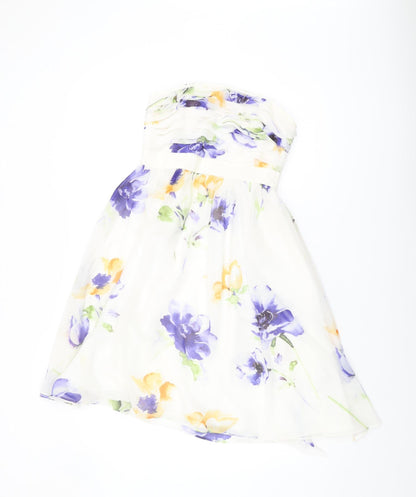 Coast Women's Multicoloured Floral Strapless Dress - Size 6