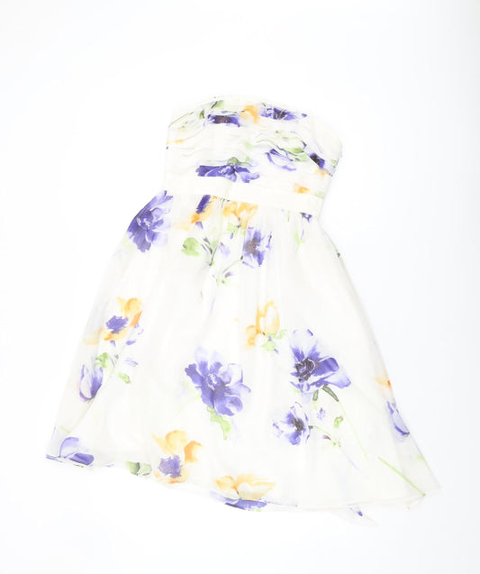Coast Women's Multicoloured Floral Strapless Dress - Size 6