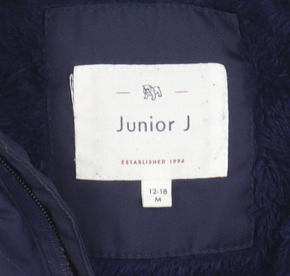 Junior J Unisex Blue Puffer Jacket 12-18M Hooded Winter