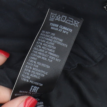 Marks and Spencer Womens Black Parka Jacket UK Size 8