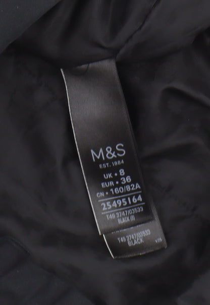 Marks and Spencer Womens Black Parka Jacket UK Size 8