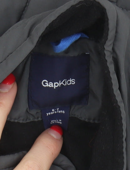 GapKids Boys Grey Quilted Jacket 6-7 Years Hooded