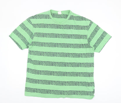 Springfield Men's Green Striped Crew Neck T-Shirt L