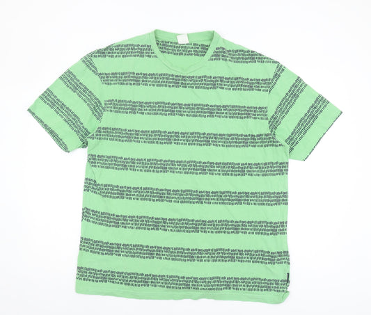Springfield Men's Green Striped Crew Neck T-Shirt L