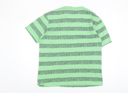 Springfield Men's Green Striped Crew Neck T-Shirt L