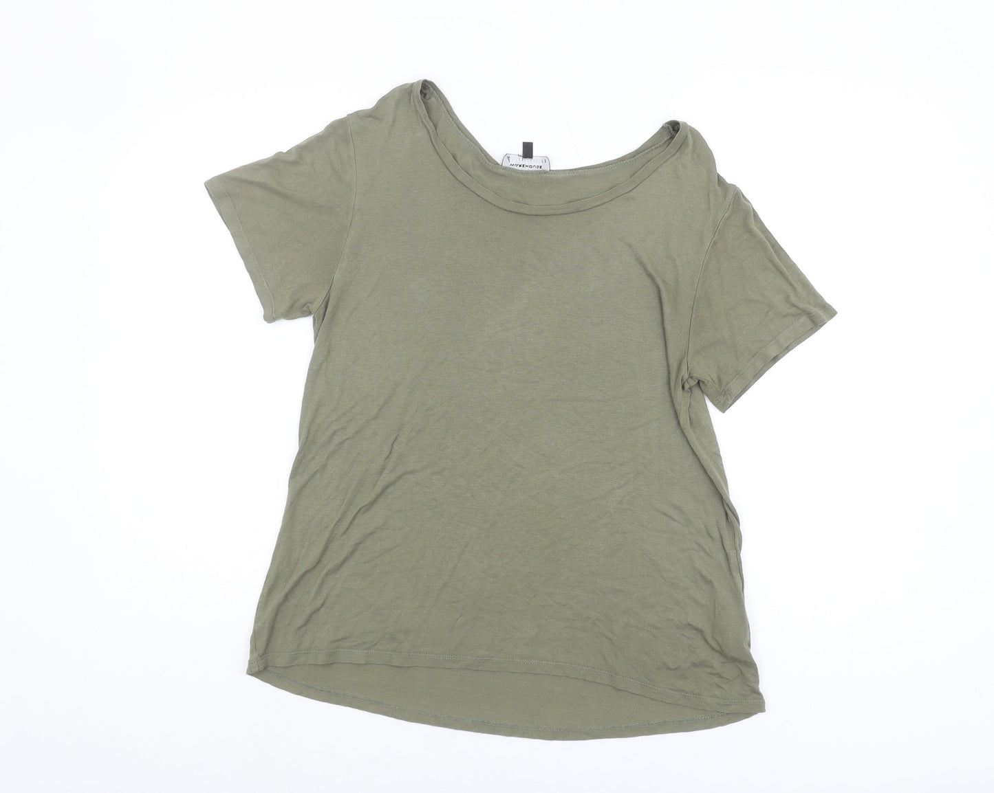 Womens UK Size 10 Warehouse Green Basic T-Shirt