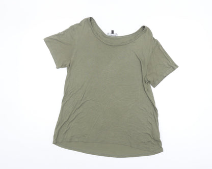 Womens UK Size 10 Warehouse Green Basic T-Shirt