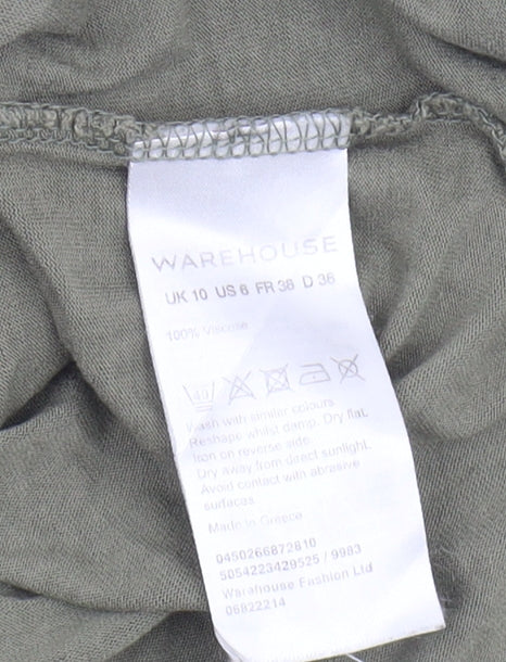 Womens UK Size 10 Warehouse Green Basic T-Shirt