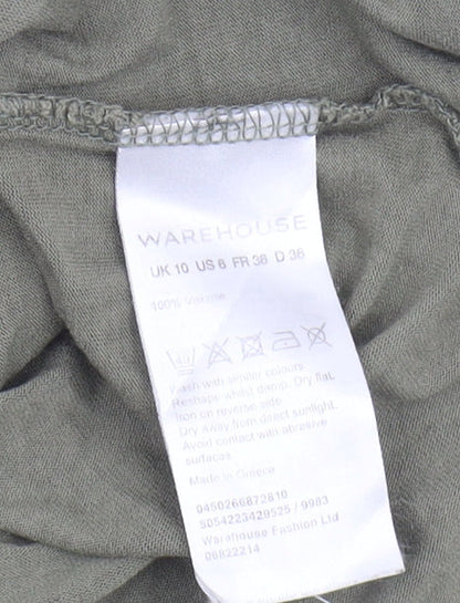 Womens UK Size 10 Warehouse Green Basic T-Shirt