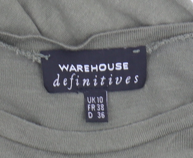 Womens UK Size 10 Warehouse Green Basic T-Shirt