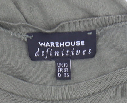 Womens UK Size 10 Warehouse Green Basic T-Shirt