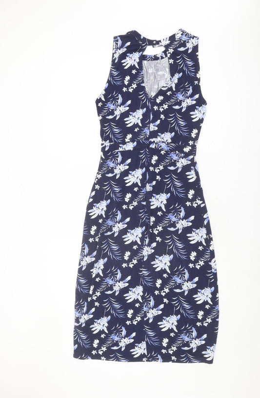 Oasis Women's Blue Floral Dress - S, Sleeveless, Summer