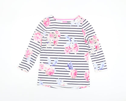 Joules Women's Multicoloured Floral Stripe T-Shirt UK 8