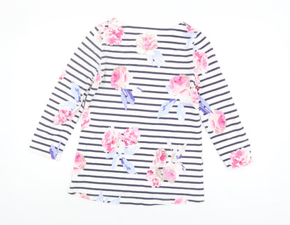 Joules Women's Multicoloured Floral Stripe T-Shirt UK 8