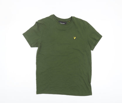 Lyle & Scott Men's Green Cotton T-Shirt, M, Logo Accent