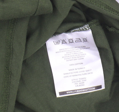 Lyle & Scott Men's Green Cotton T-Shirt, M, Logo Accent