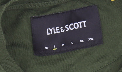 Lyle & Scott Men's Green Cotton T-Shirt, M, Logo Accent