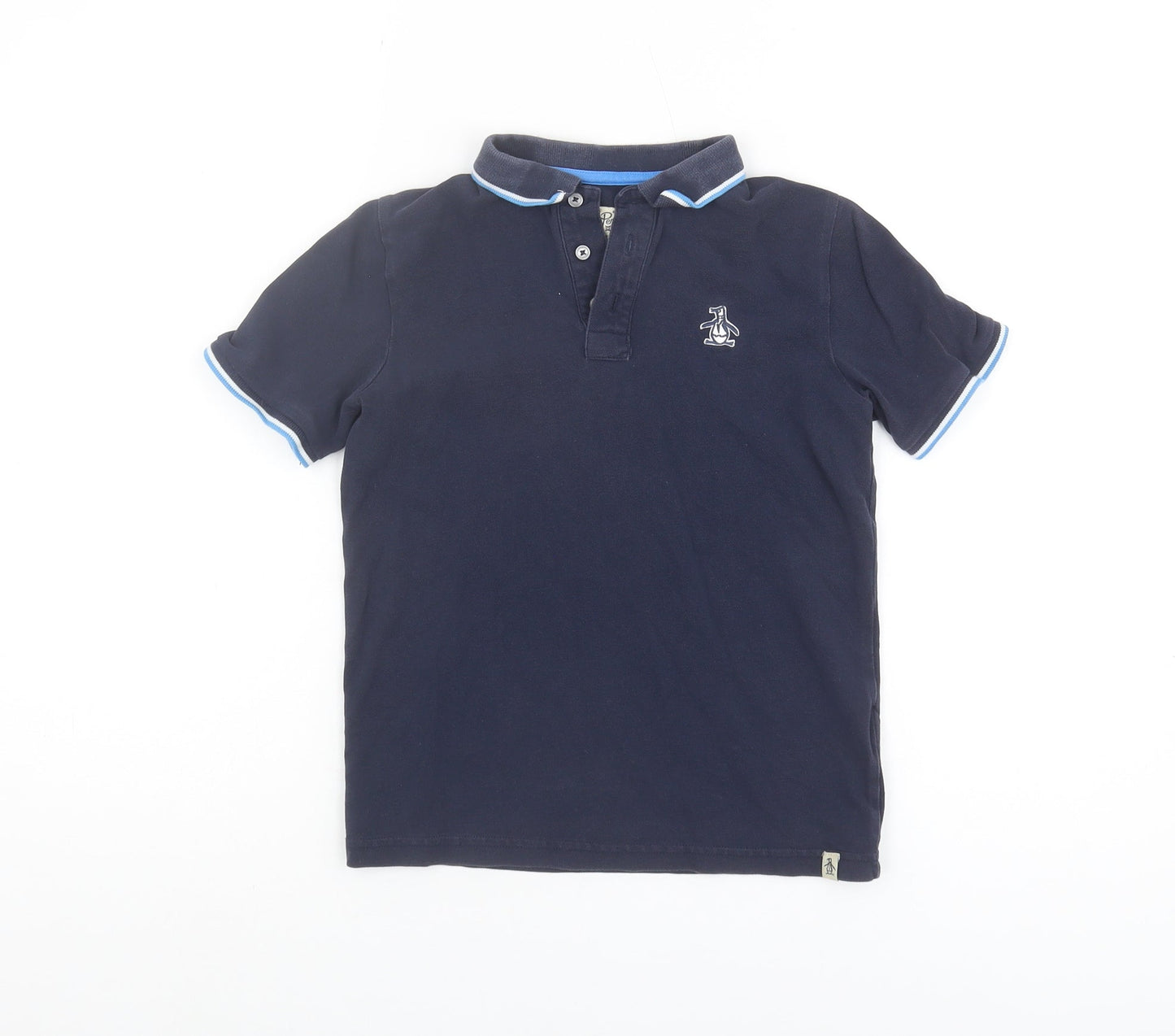 Penguin Boys Blue Polo Shirt 8-9 Years, Short Sleeve, Logo Accent