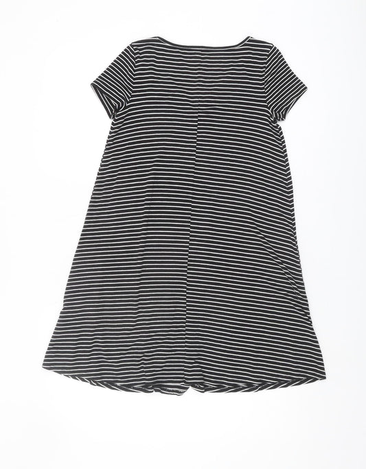 Hollister Teens Black Striped T-Shirt Dress XS