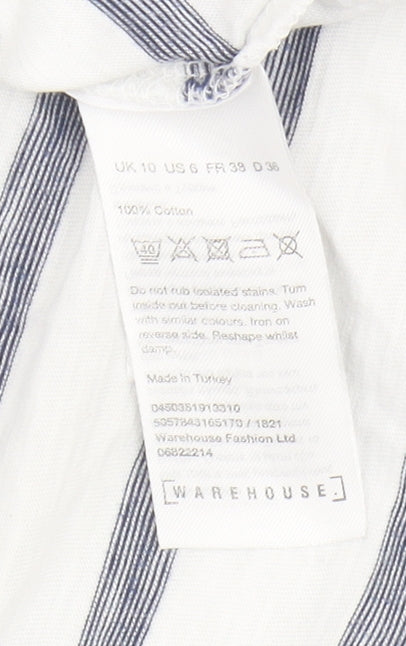Womens UK Size 10 Warehouse White Basic T-Shirt