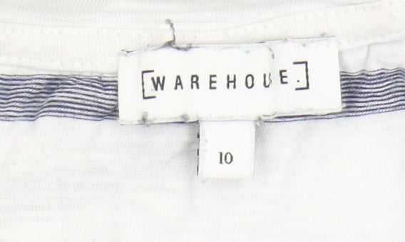 Womens UK Size 10 Warehouse White Basic T-Shirt