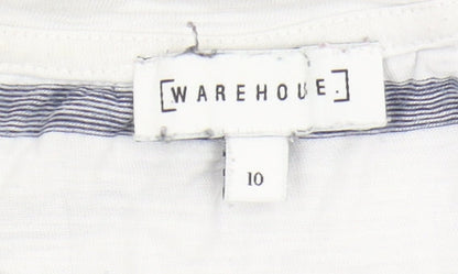 Womens UK Size 10 Warehouse White Basic T-Shirt