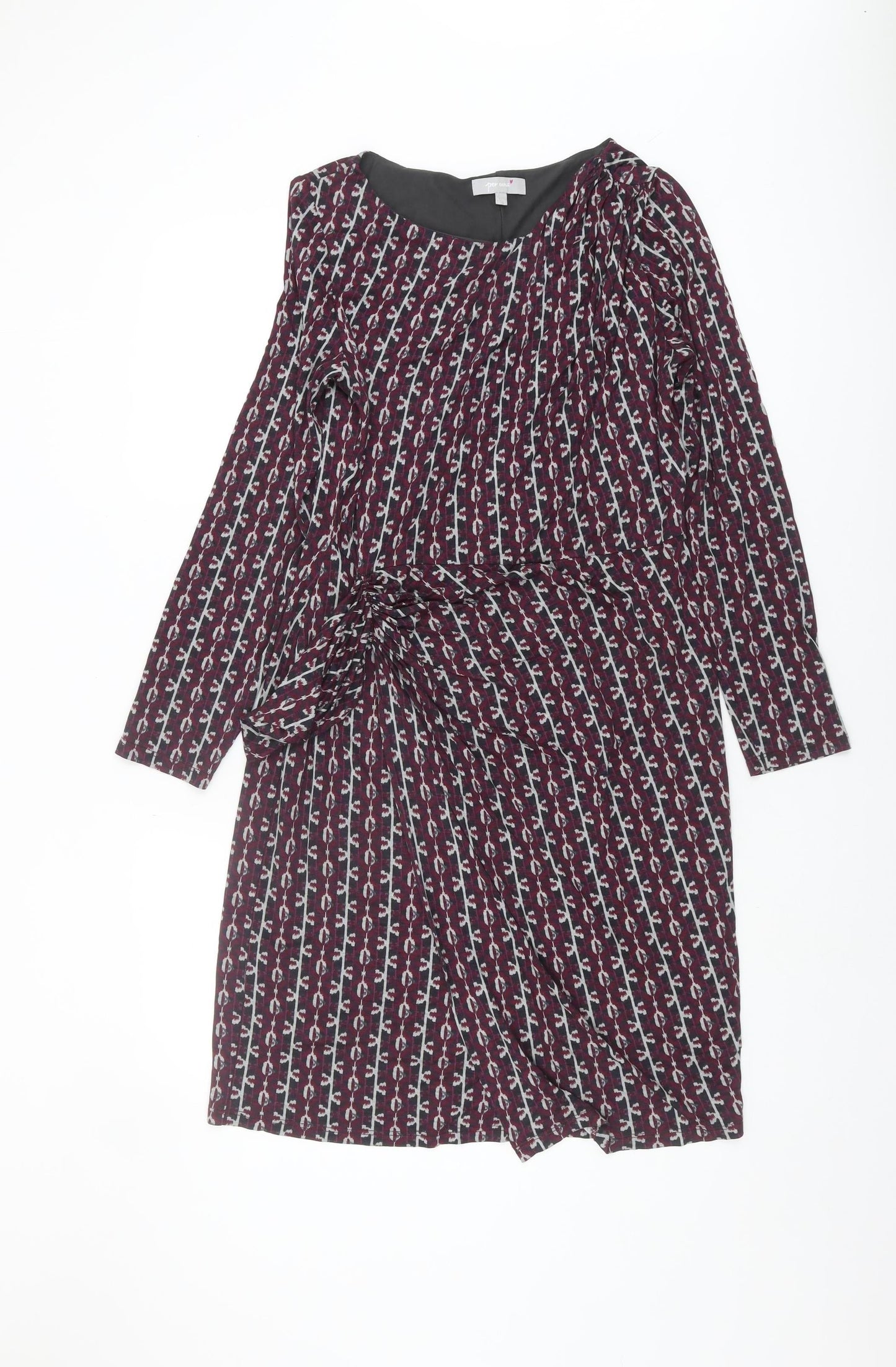 Marks and Spencer Geometric Purple Dress, Size 12