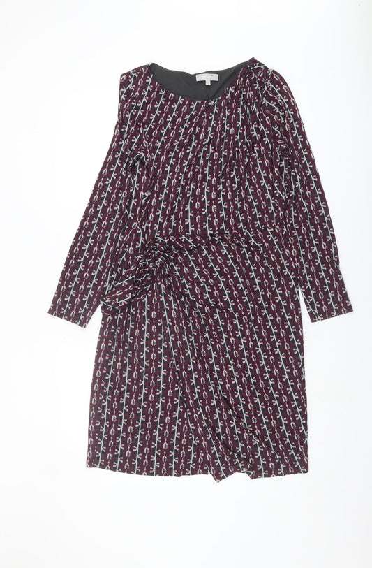 Marks and Spencer Geometric Purple Dress, Size 12
