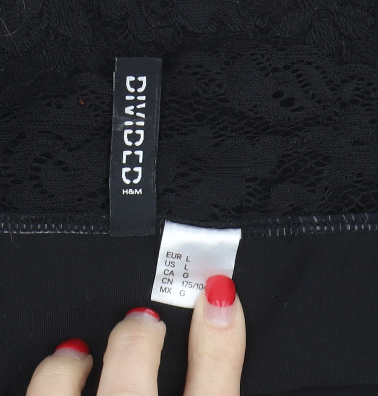 Womens UK Size L H&M Black Basic Blouse
