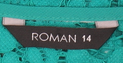 Womens UK Size 14 Roman Green Cropped Blouse