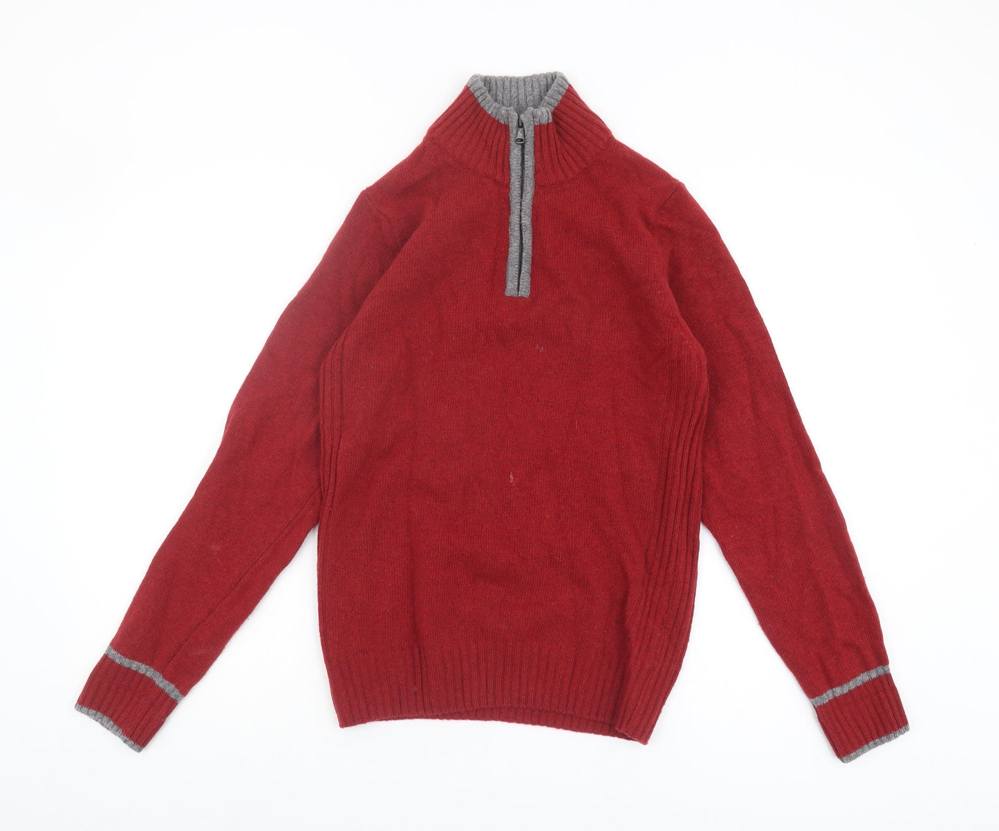 Next Men's Red Wool 1/4 Zip Jumper XS