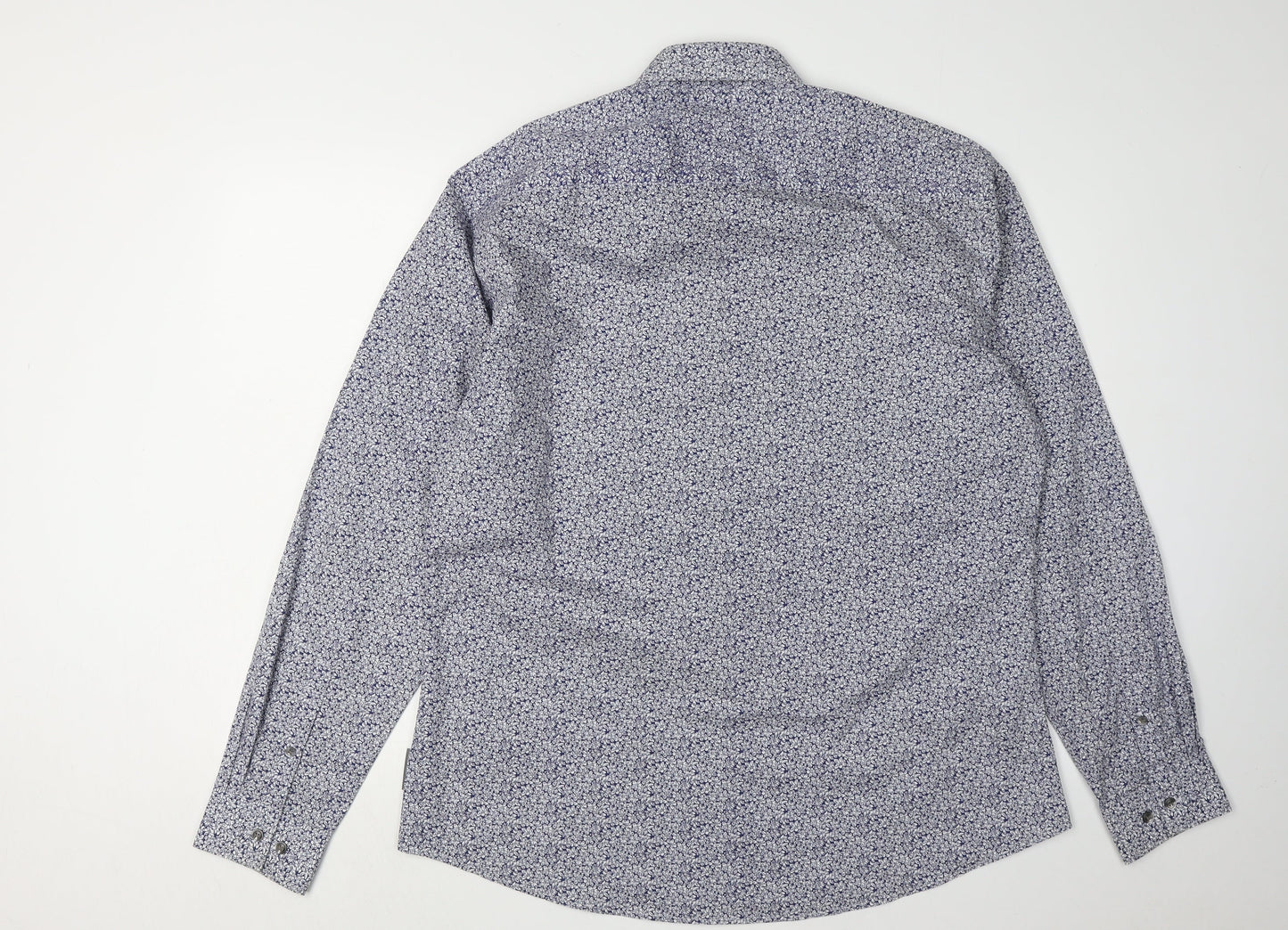 French Connection Men's Blue Floral Shirt XL