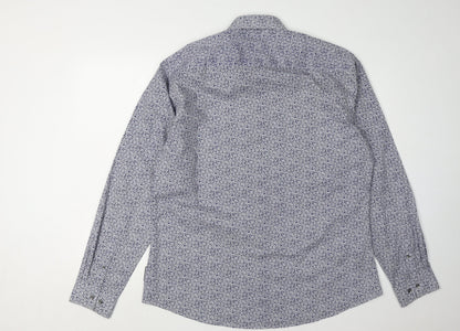 French Connection Men's Blue Floral Shirt XL