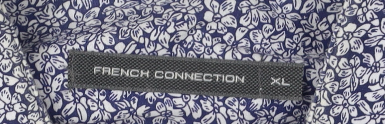 French Connection Men's Blue Floral Shirt XL