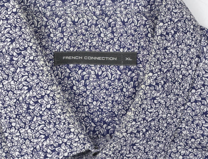 French Connection Men's Blue Floral Shirt XL