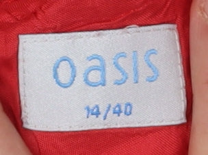 Oasis Women's Red Floral Asymmetric Dress - Size 14